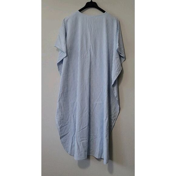 National Women's Maxi House Dress Blue Stripe Embroidered NEW Kaftan - Picture 4 of 8